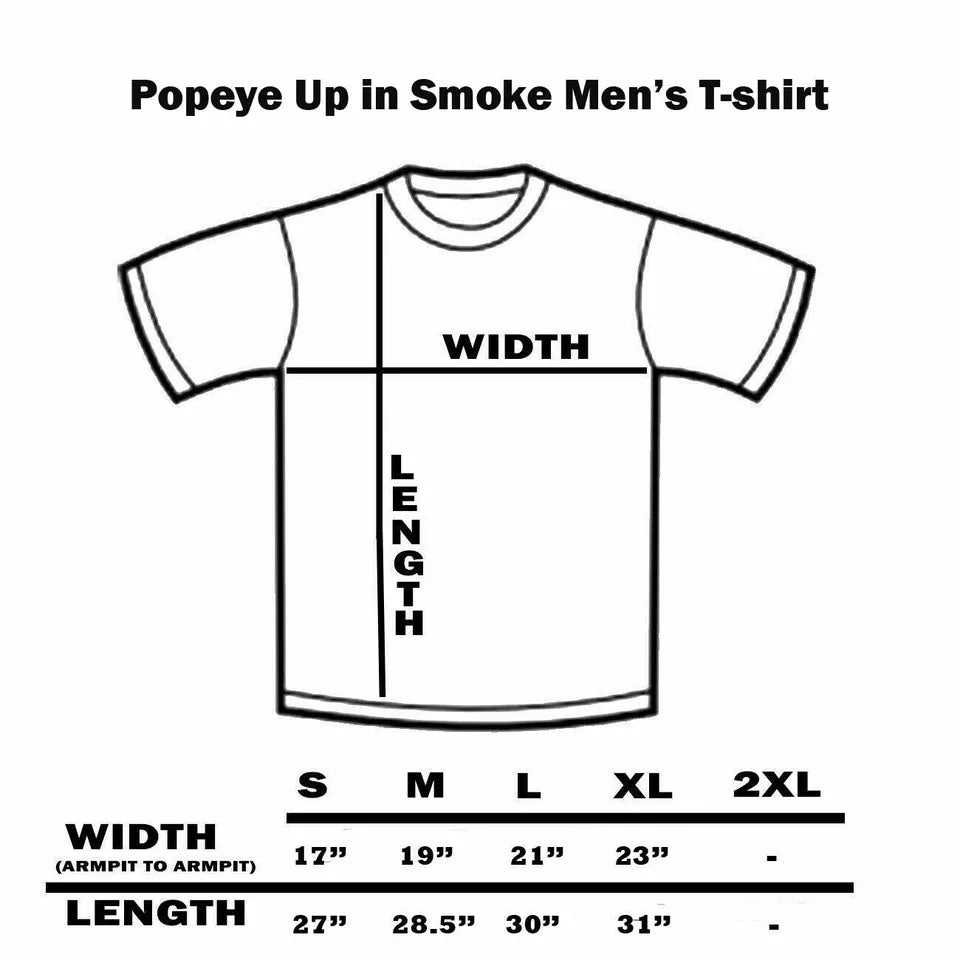 Men's T-shirt -POPEYE The Sailor Man-Up in Smoke - Pipe - Vintage Cartoons