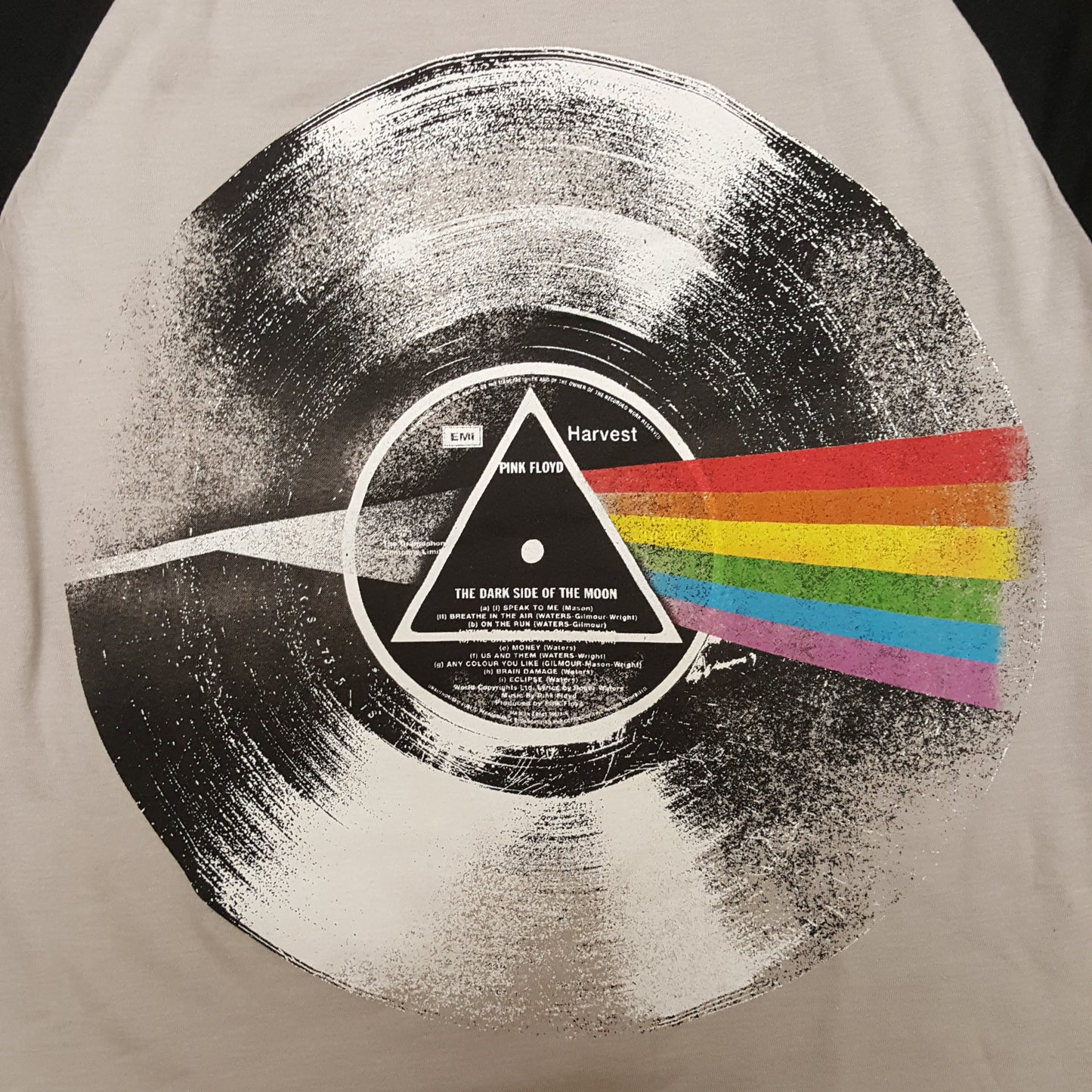 Pink Floyd Dark Side of the Moon Album Graphic 3/4 Sleeve T-Shirt