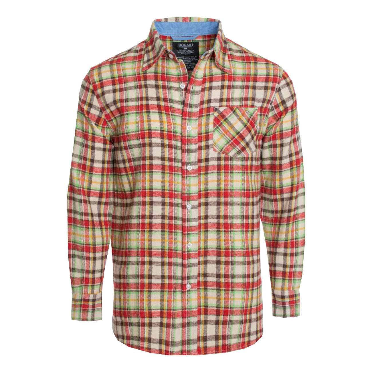 Men's Flannel Shirt Button Down Long Sleeve ZA001 002 003 by BOGARI .