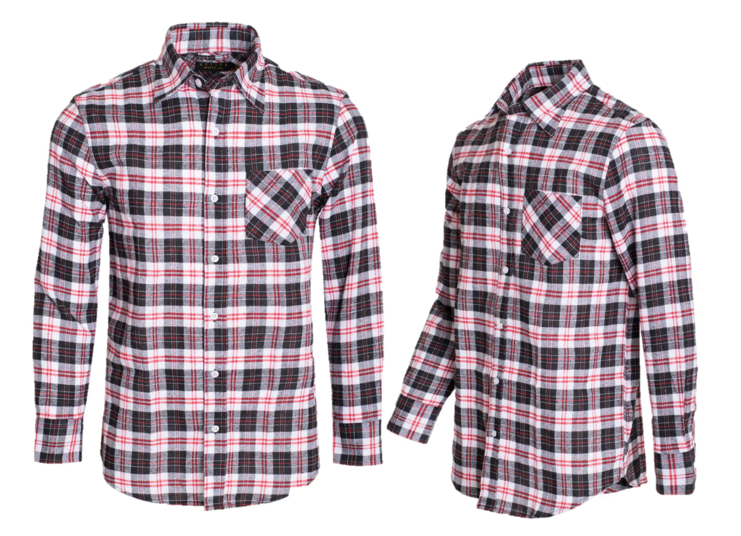 Men's Flannel Shirt Button Down Long Sleeve RED 326 331 391 432 by ACTIVA