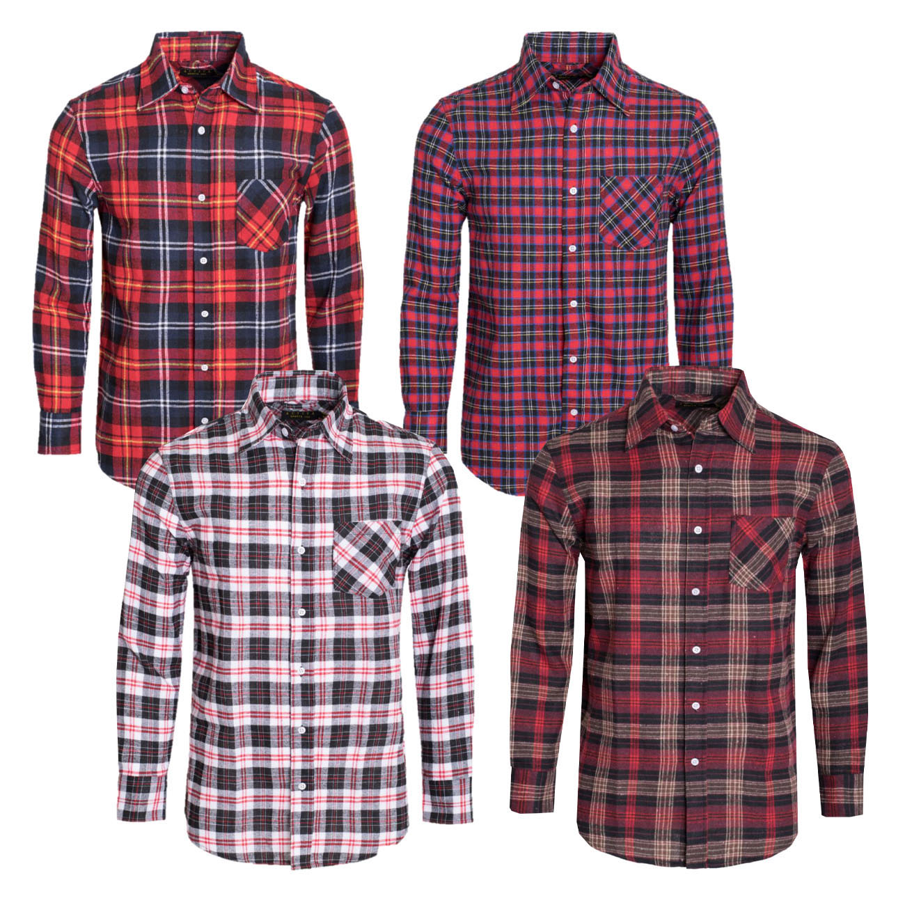 Men's Flannel Shirt Button Down Long Sleeve RED 326 331 391 432 by ACTIVA