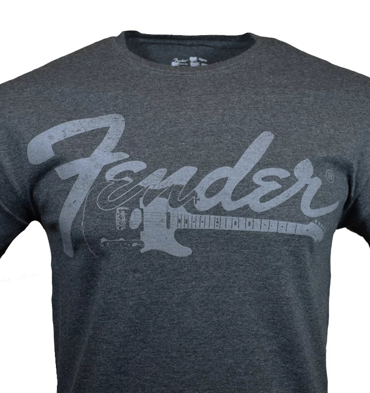 Fender Men's T-shirt Vintage Retro Look Musicians Guitar Rock Graphic Tee, gray