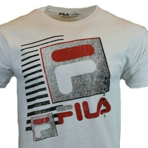 FILA Men's Graphic T-Shirt, White Noise Logo, White