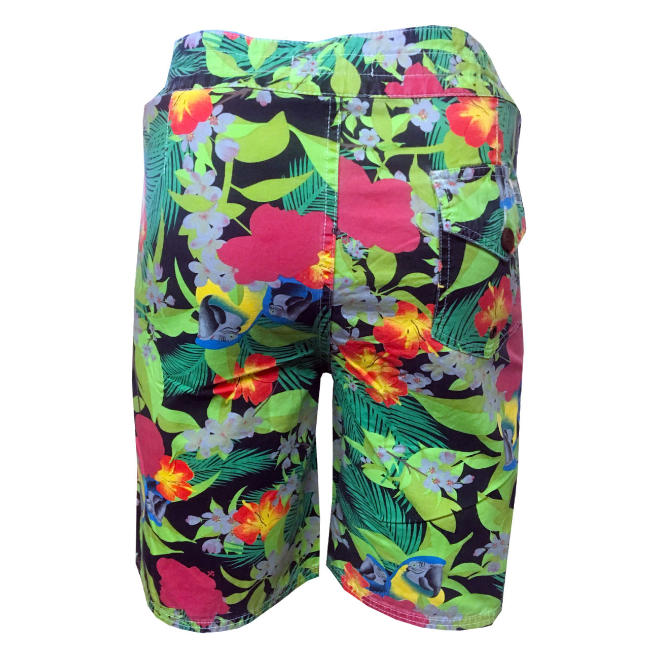 Men's Shorts Hawaiian Green by 3rd & Army 100% Cotton Tie Waist Sizes 32 34 36 38