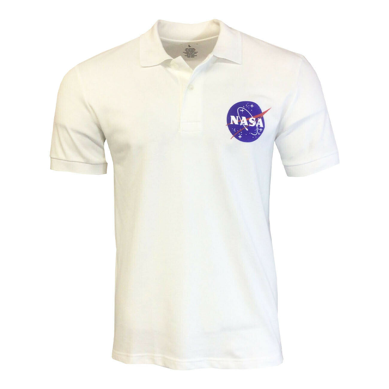 Men's Polo Shirt NASA 5% Spandex-All American Work Wear -Button Polo-Relaxed Fit SKY BLUE / WHITE / BLACK