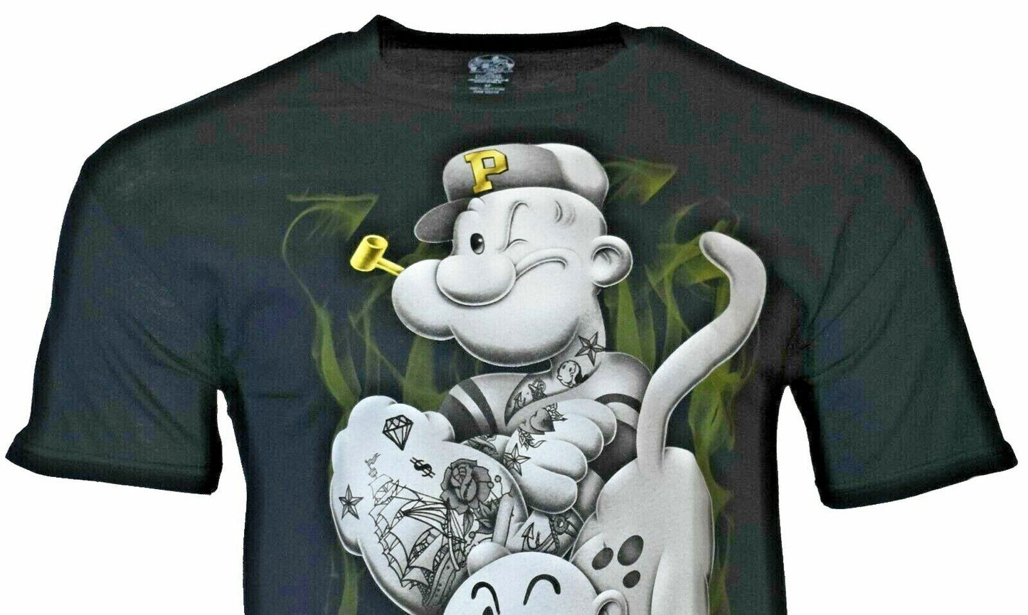 POPEYE Men's T-shirt -The Sailor Man-Up in Smoke - Pipe - Vintage Cartoons