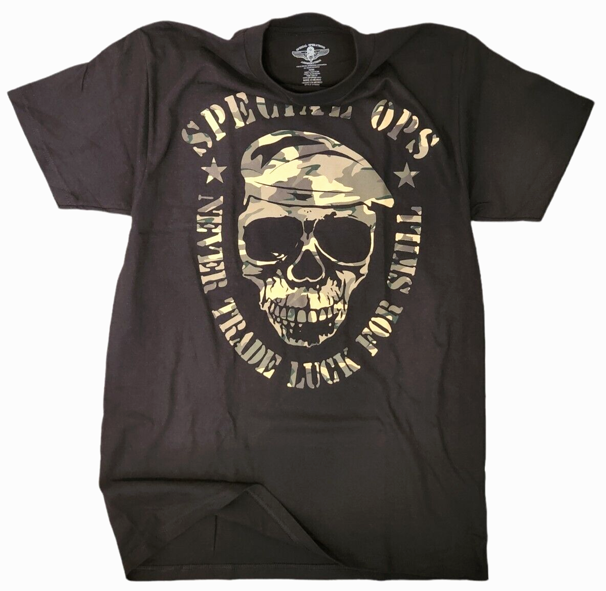 SPECIAL OPS NEVER TRADE LUCK FOR SKILLS SKELETON T-Shirt - Mens/Unisex