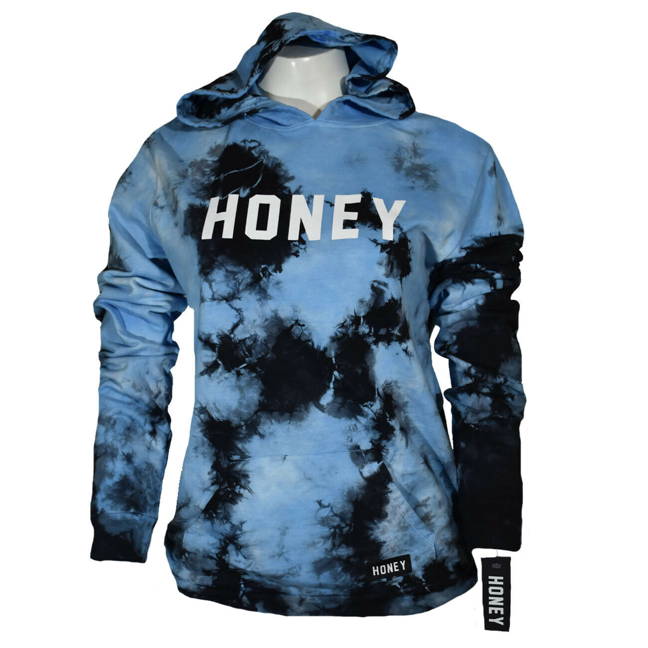 Women's Sweatshirt Pullover Hoodie HONEY BRAND CO -Tie-Dye - NEW BLUE
