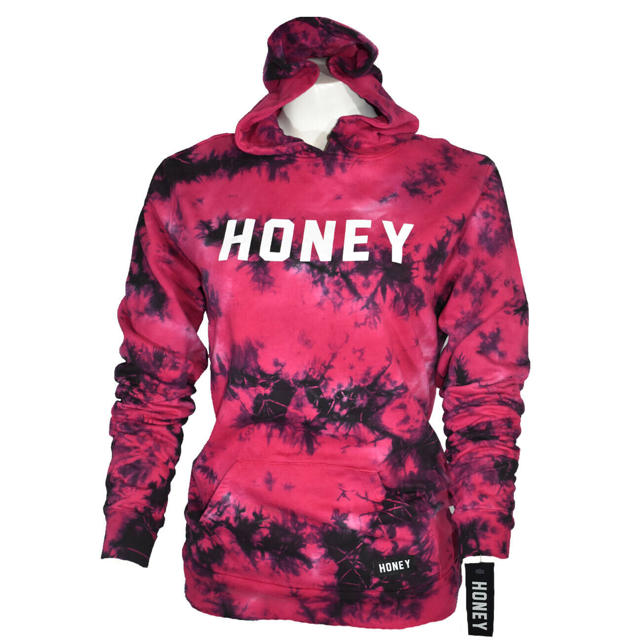 Women's Sweatshirt Pullover Hoodie HONEY BRAND CO -Tie-Dye - NEW PINK