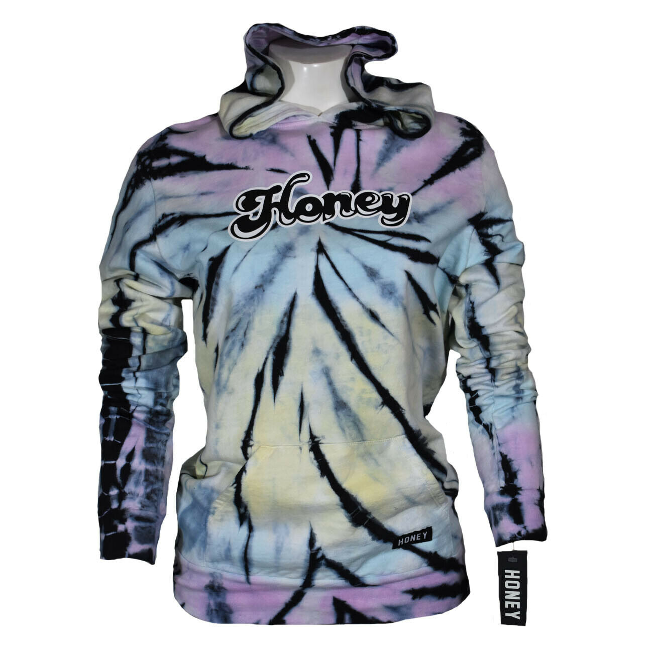 Women's Sweatshirt Pullover Hoodie HONEY BRAND CO -Tie-Dye - NEW RAINBOW