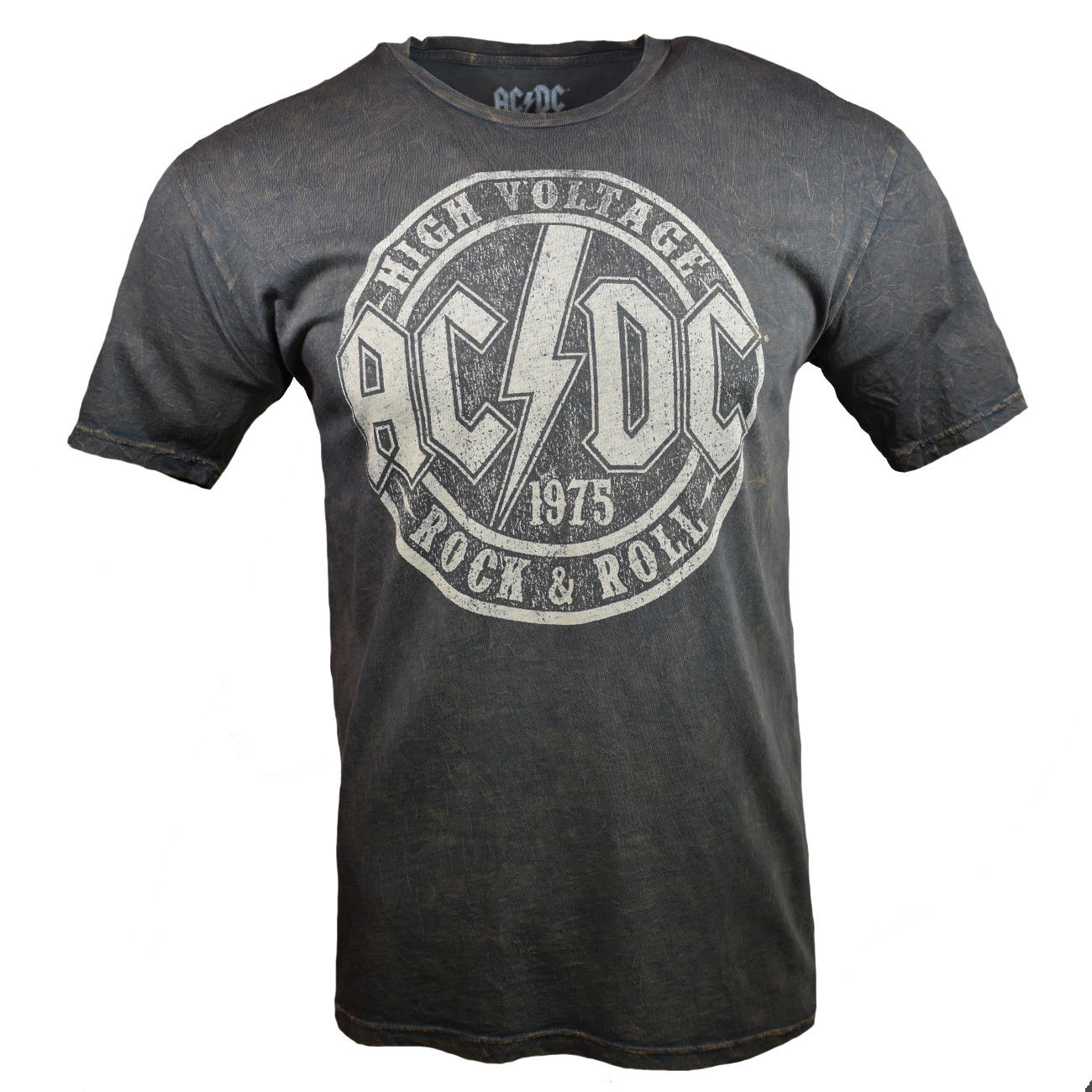 AC/DC High Voltage Rock & Roll 1975 Men's Graphic T-Shirt, Vintage Grey
