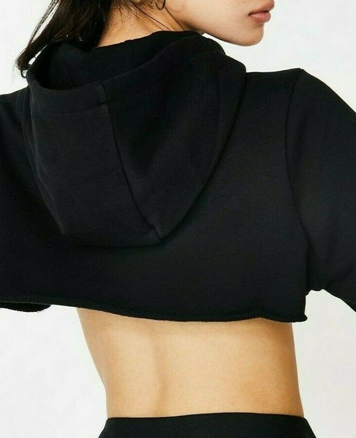 Women's FILA Cropped Long Sleeve Pullover in Black size LARGE
