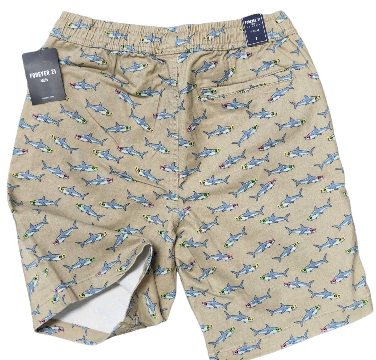 Forever 21 Men's Shorts 2% Spandex %98 Cotton -Happy Sharks