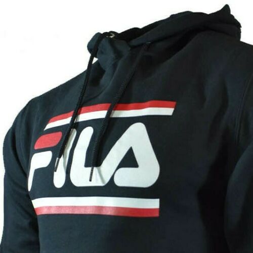 Men's Retro FILA Pullover Hoodie in Black w/White & Red FILA Logo