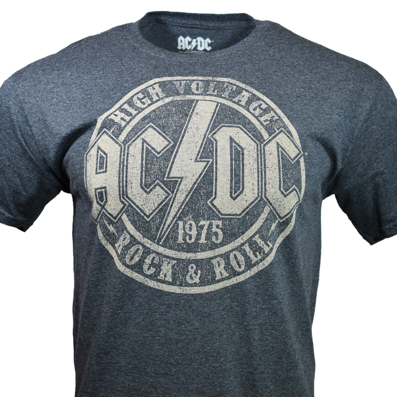 AC/DC High Voltage Rock & Roll 1975 Men's Graphic T-Shirt, Heather Gray