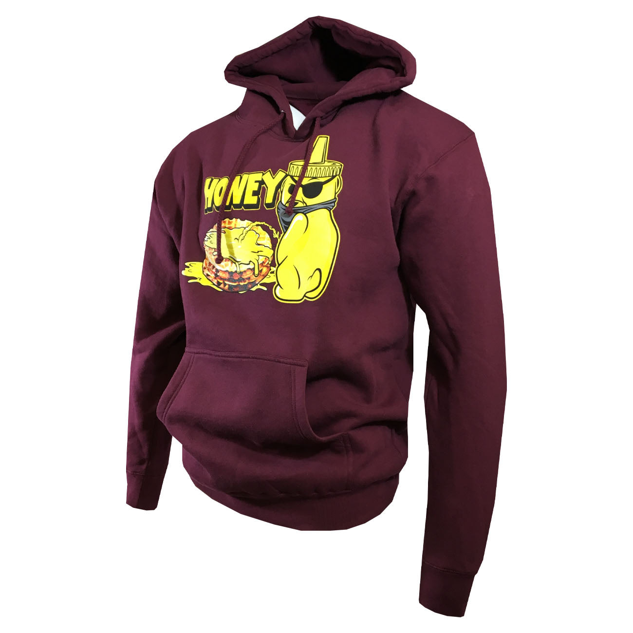 Honey Pullover Hoodie - Men's Sweatshirt - Burgundy with Gold Print