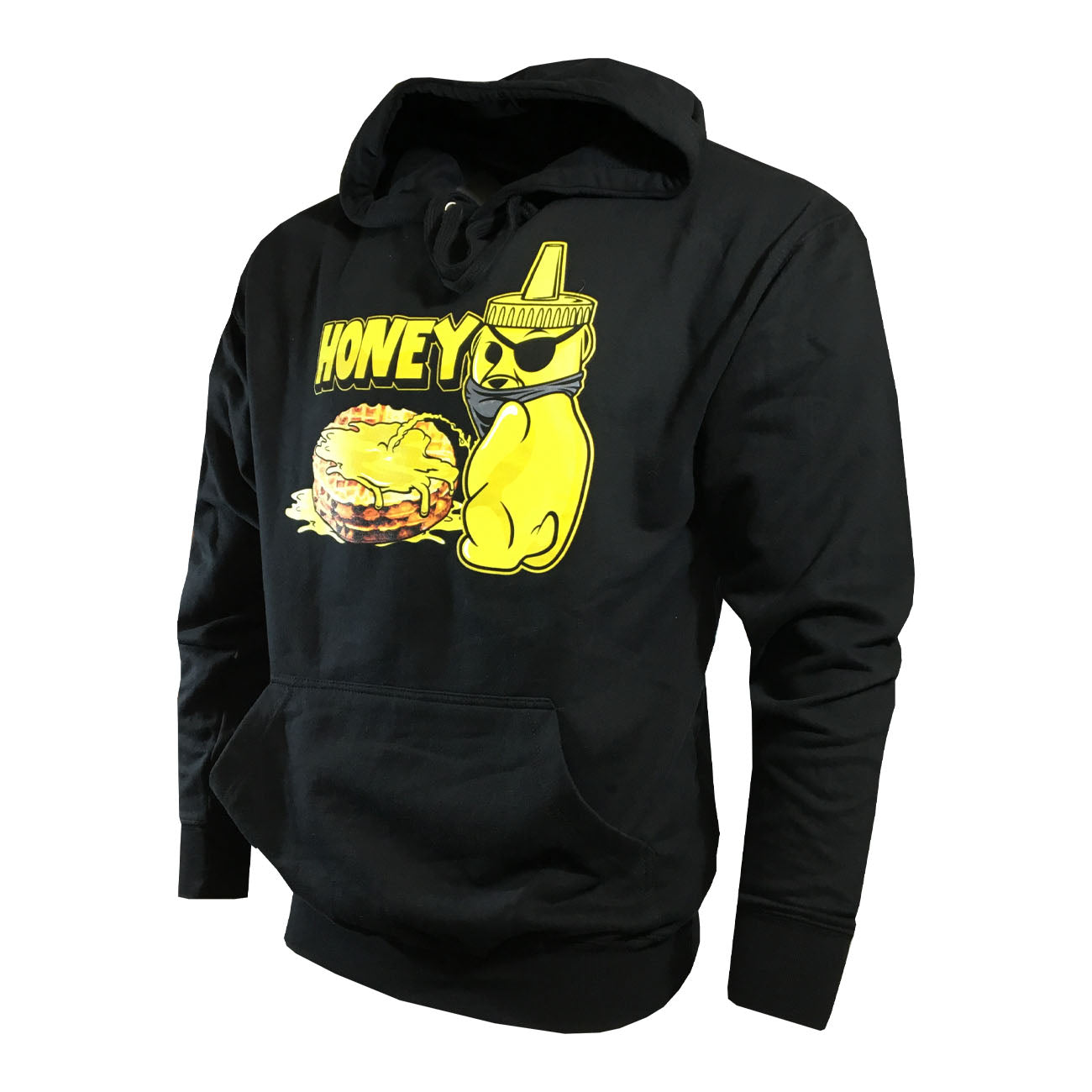 Honey Pullover Hoodie - Men's Sweatshirt - Black with Gold Print