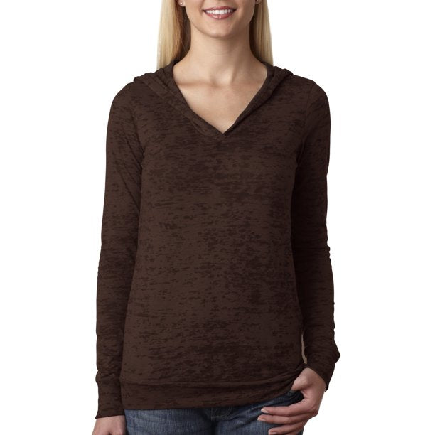 Next Level Women's Burnout Long Sleeve Hoodie Shirt