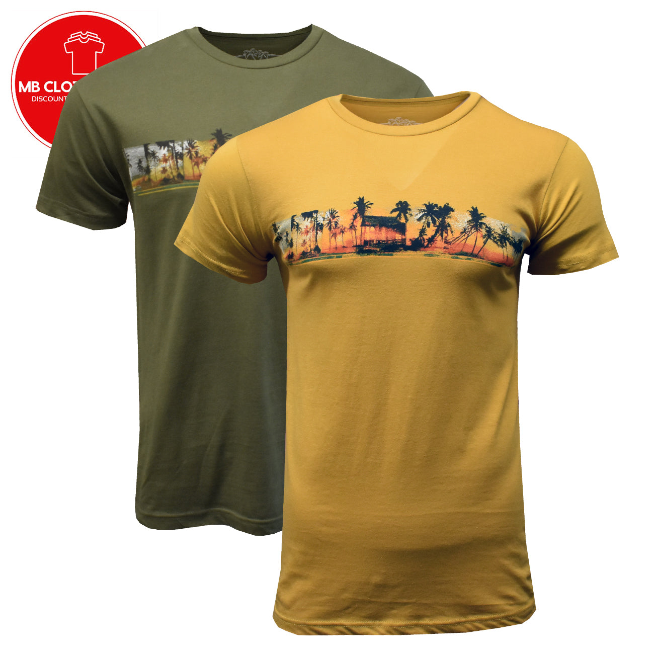 Men's T shirts Sunset-Palm trees -Bahama Beach MB T-Shirts 100% Cotton NEW