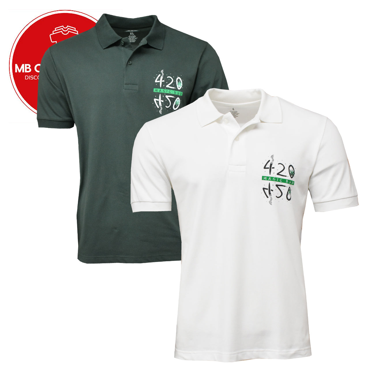 Men's Polo Shirt -420 Weed - MAGIC BUD 420- Get High 5% Spandex- MB T shirts -NEW