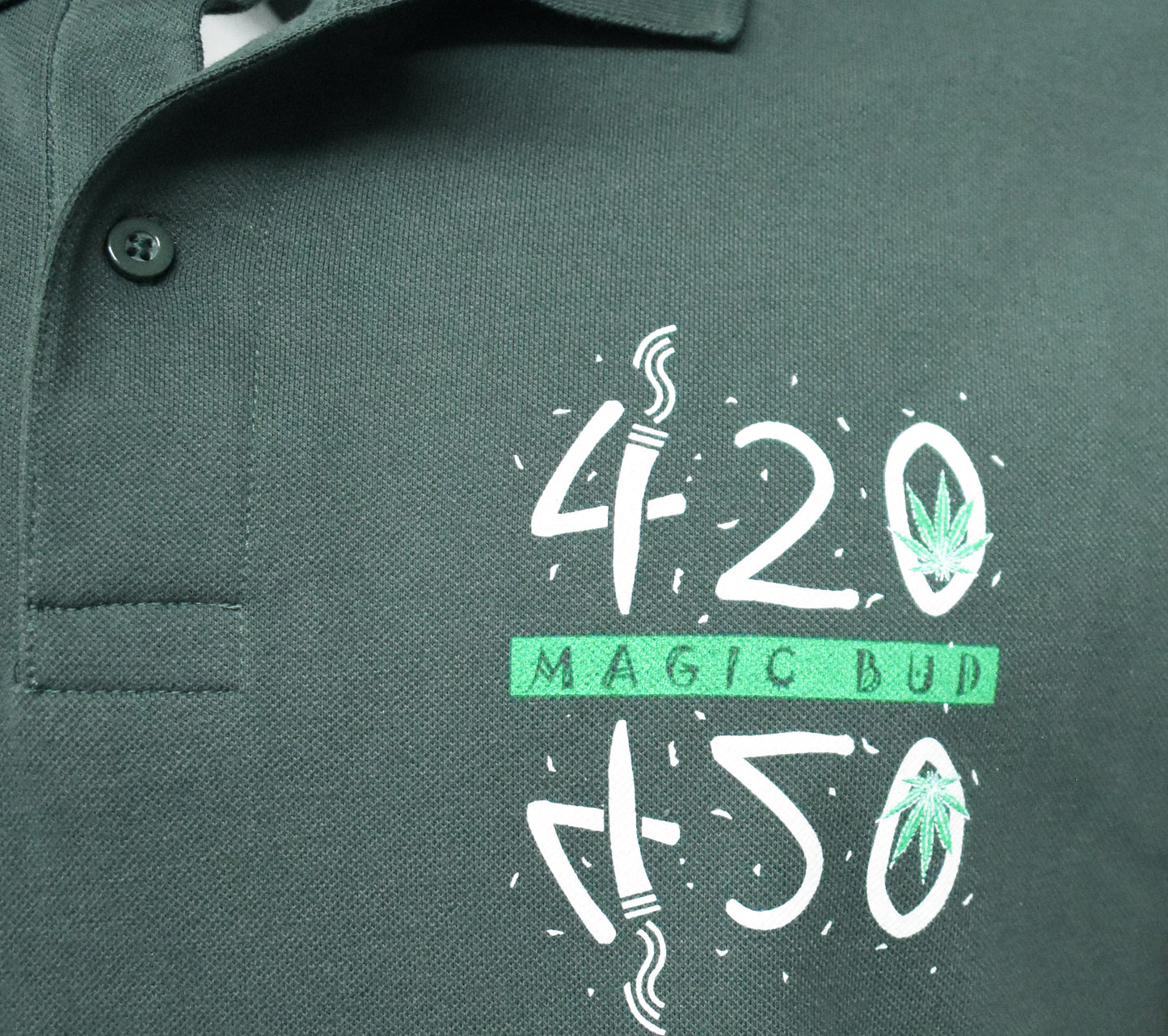 Men's Polo Shirt -420 Weed - MAGIC BUD 420- Get High 5% Spandex- MB T shirts -NEW