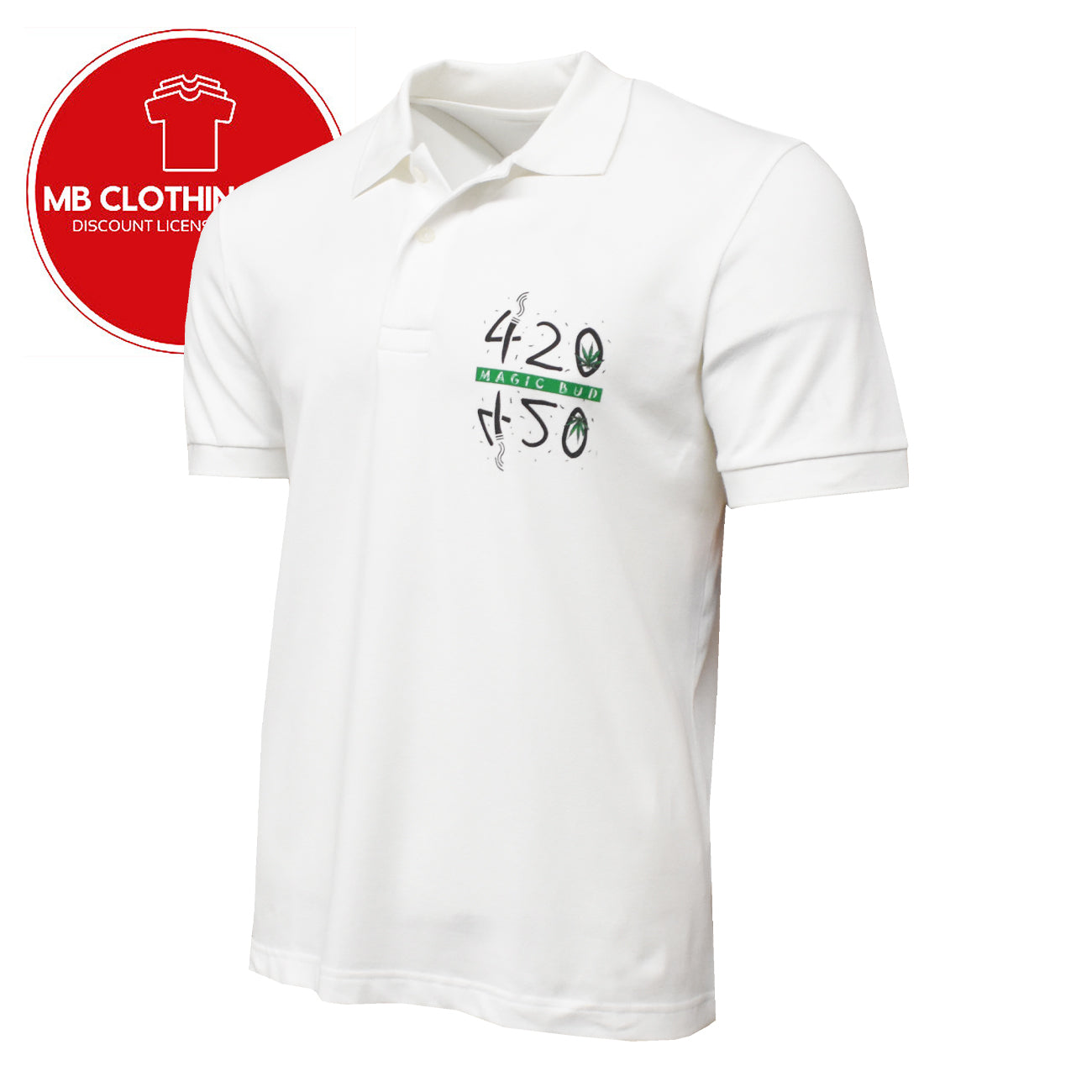 Men's Polo Shirt -420 Weed - MAGIC BUD 420- Get High 5% Spandex- MB T shirts -NEW