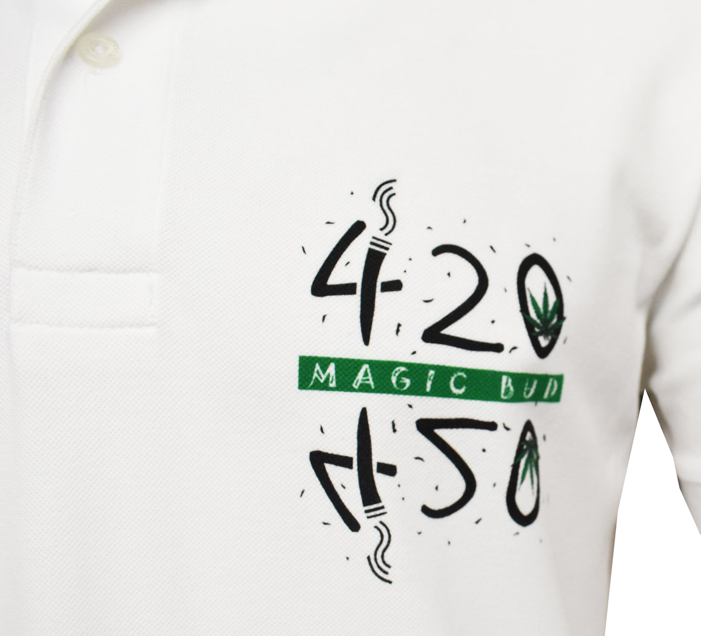 Men's Polo Shirt -420 Weed - MAGIC BUD 420- Get High 5% Spandex- MB T shirts -NEW
