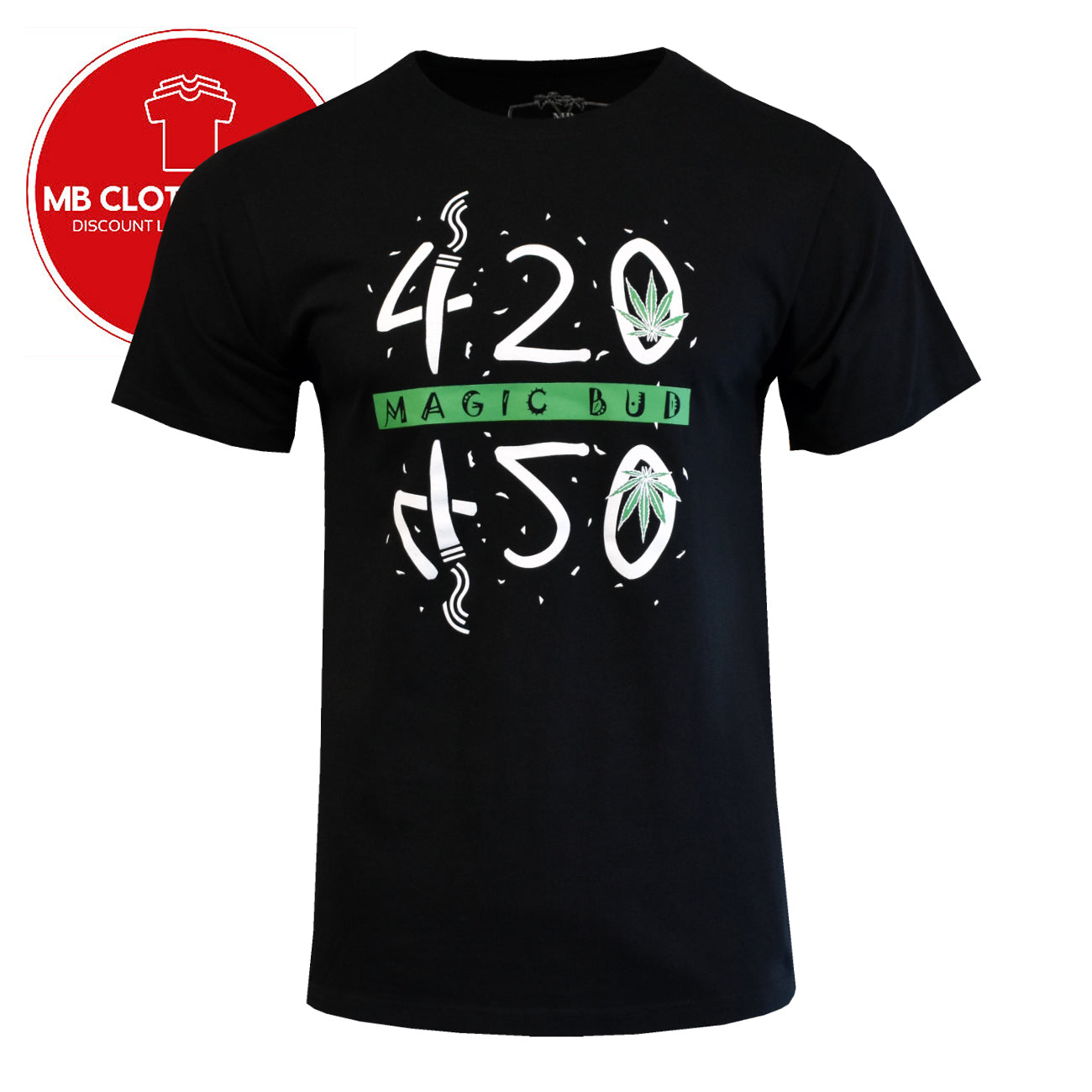 Men's T shirts MAGIC BUD 420 Original MB T-Shirts 100% Cotton Black & White WEED