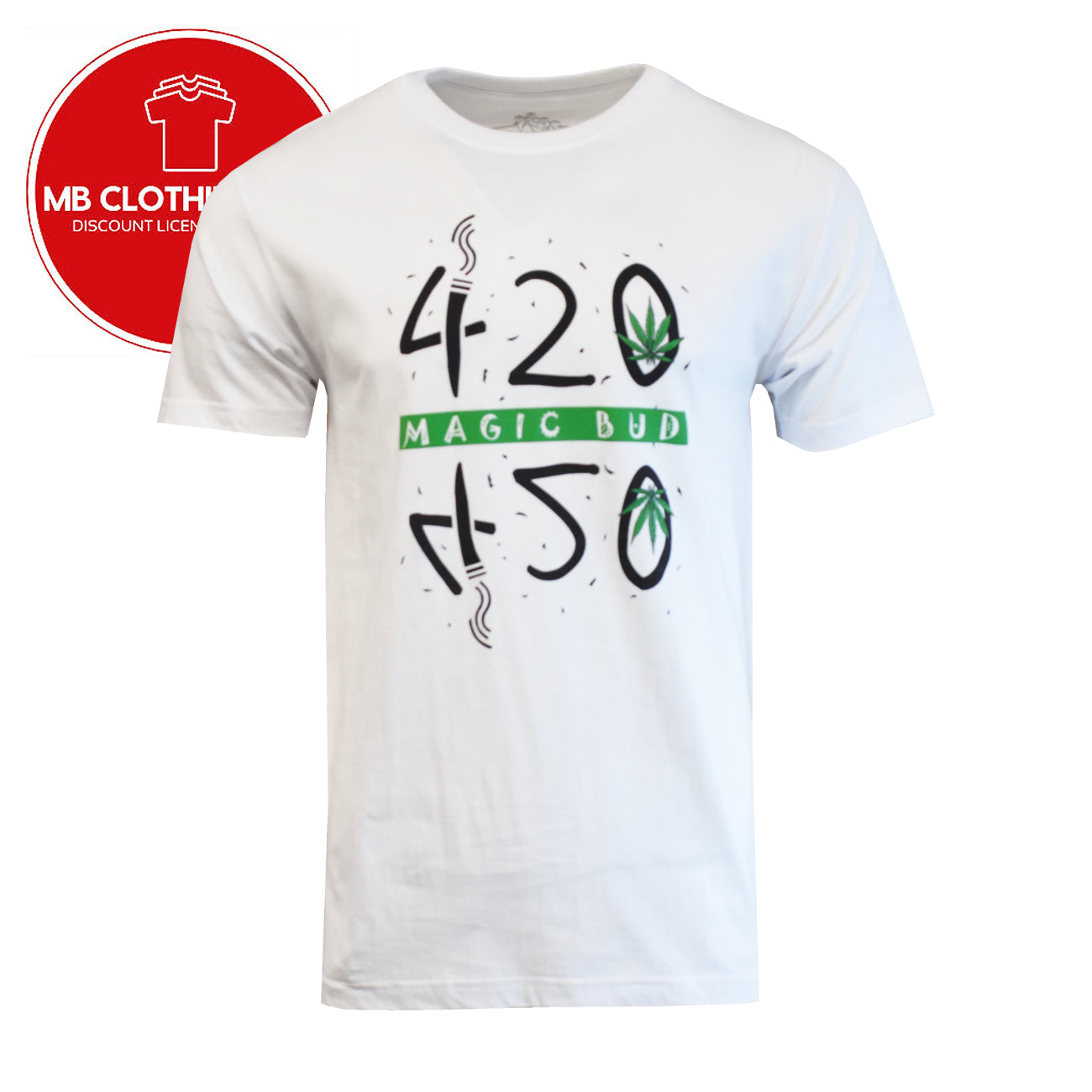 Men's T shirts MAGIC BUD 420 Original MB T-Shirts 100% Cotton Black & White WEED