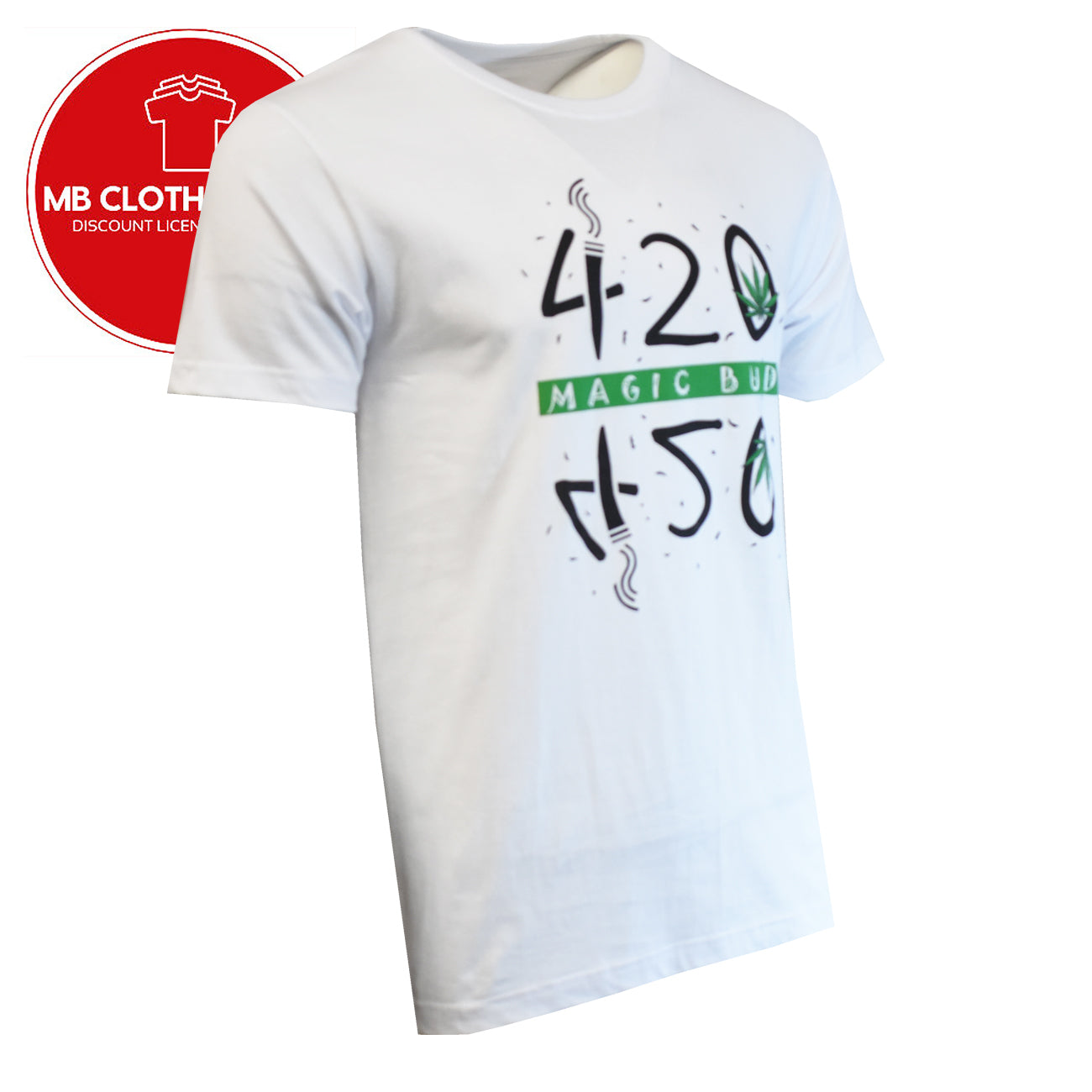 Men's T shirts MAGIC BUD 420 Original MB T-Shirts 100% Cotton Black & White WEED