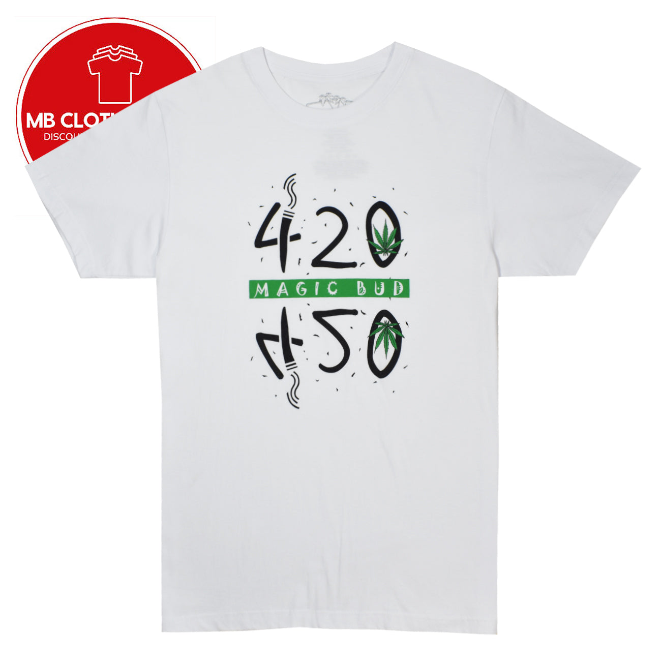 Men's T shirts MAGIC BUD 420 Original MB T-Shirts 100% Cotton Black & White WEED