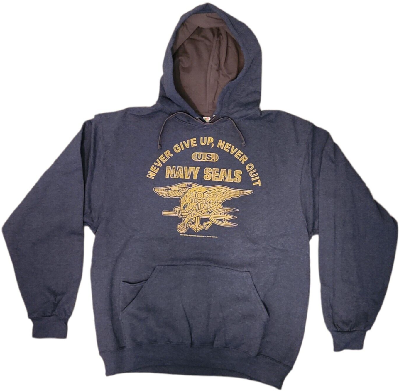 Sweat Shirt- NAVY SEALS "Never Give Up Never Quit" Heather Blue