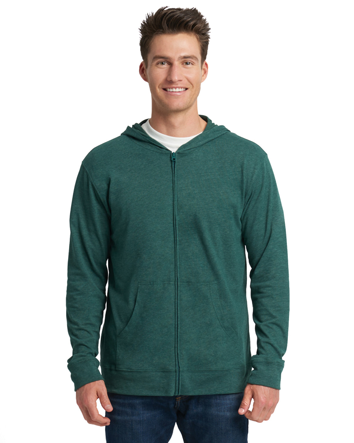 Men's Sweatshirt Hoodie Lightweight Full Zip Hooded Jacket - Royal Blue & Forest Green NEW