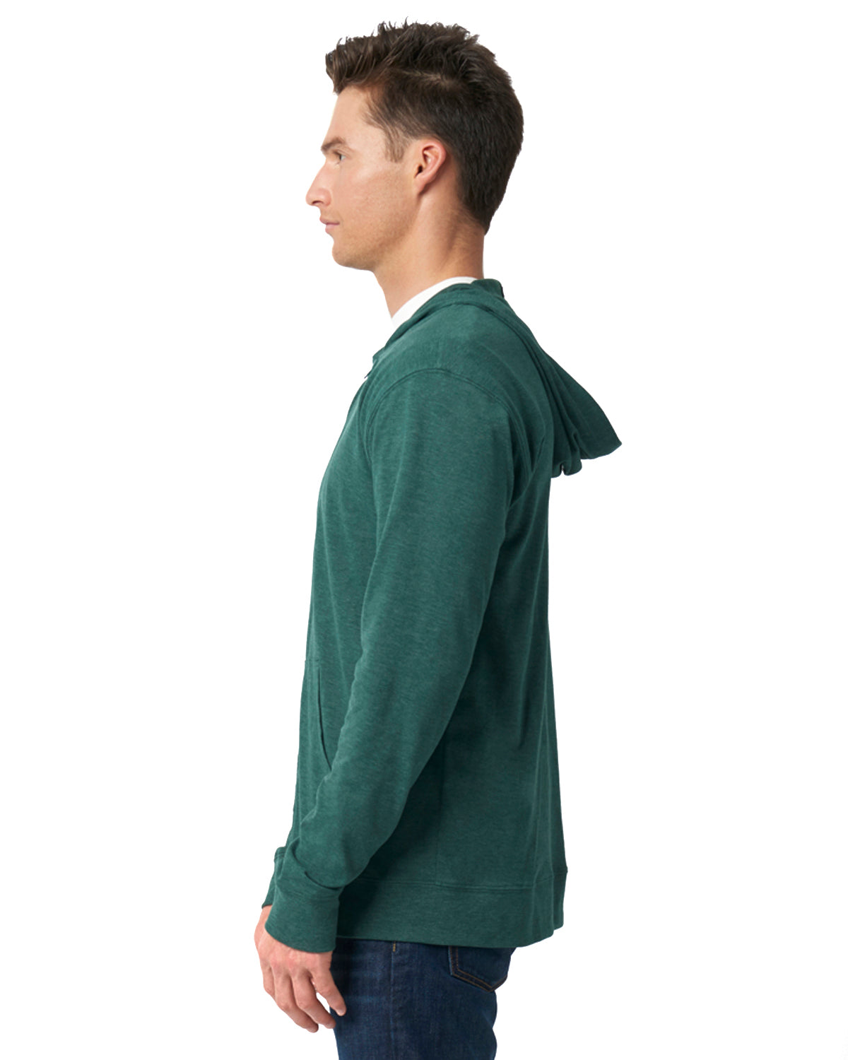 Men's Sweatshirt Hoodie Lightweight Full Zip Hooded Jacket - Royal Blue & Forest Green NEW