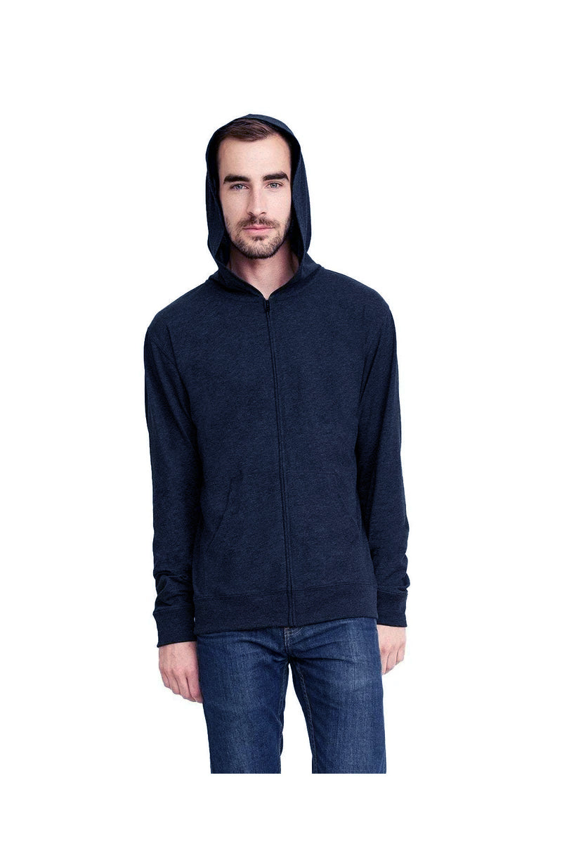 Men's Sweatshirt Hoodie Lightweight Full Zip Hooded Jacket - Navy Blue & Red NEW