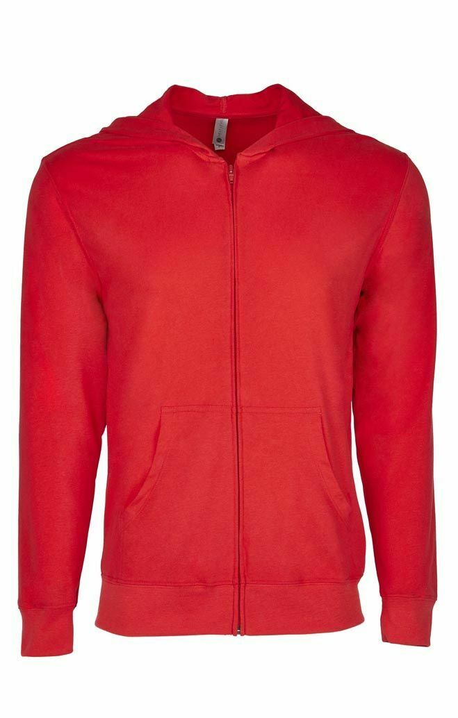 Men's Sweatshirt Hoodie Lightweight Full Zip Hooded Jacket - Navy Blue & Red NEW