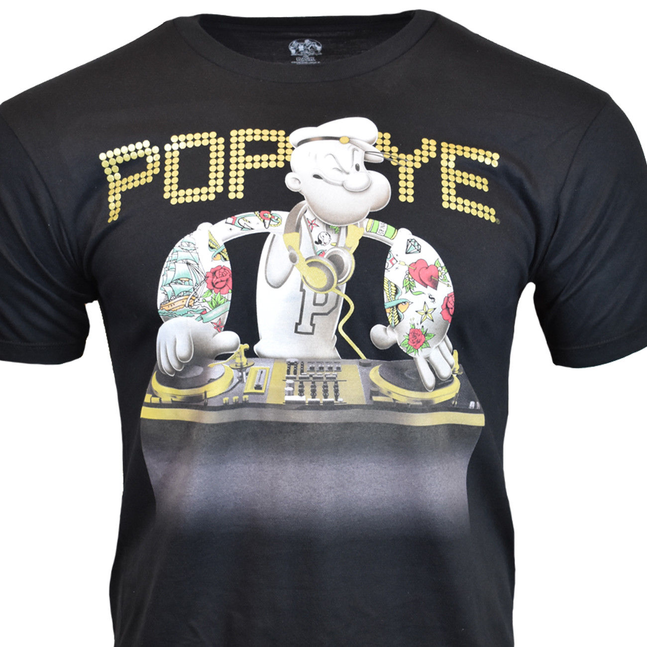 Popeye DJ Tattoo Mens Graphic Tee