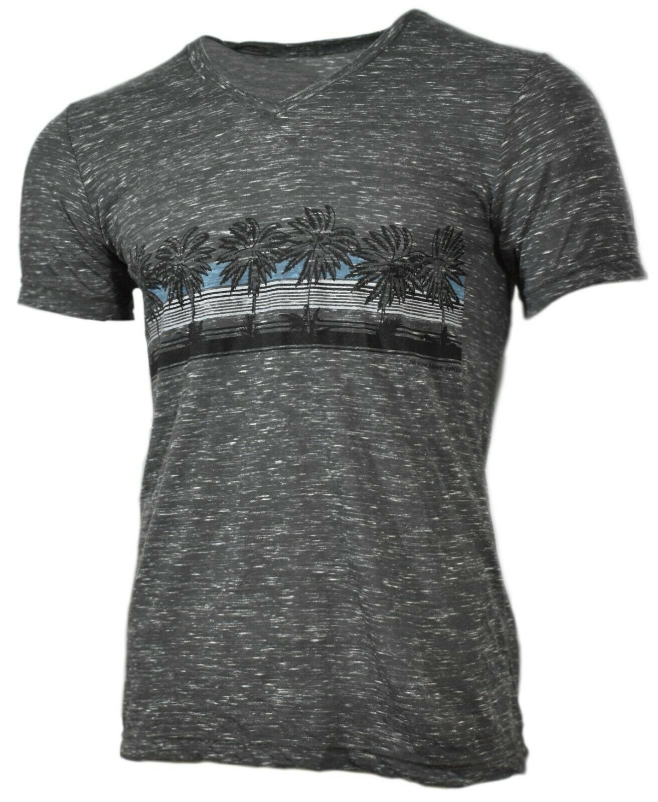 Men's T-Shirt V-Neck Sunset Palm Trees No Worries Here