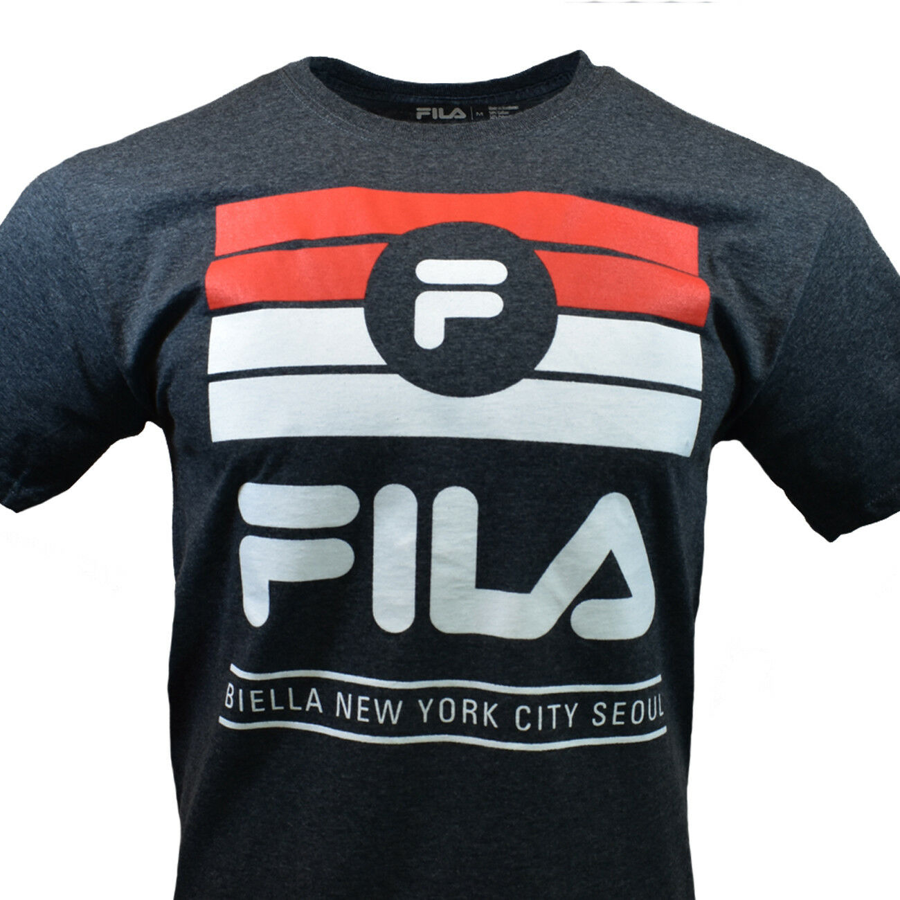 FILA Men's Graphic T-Shirt, Biella New York Seoul , Dark Heather Gray