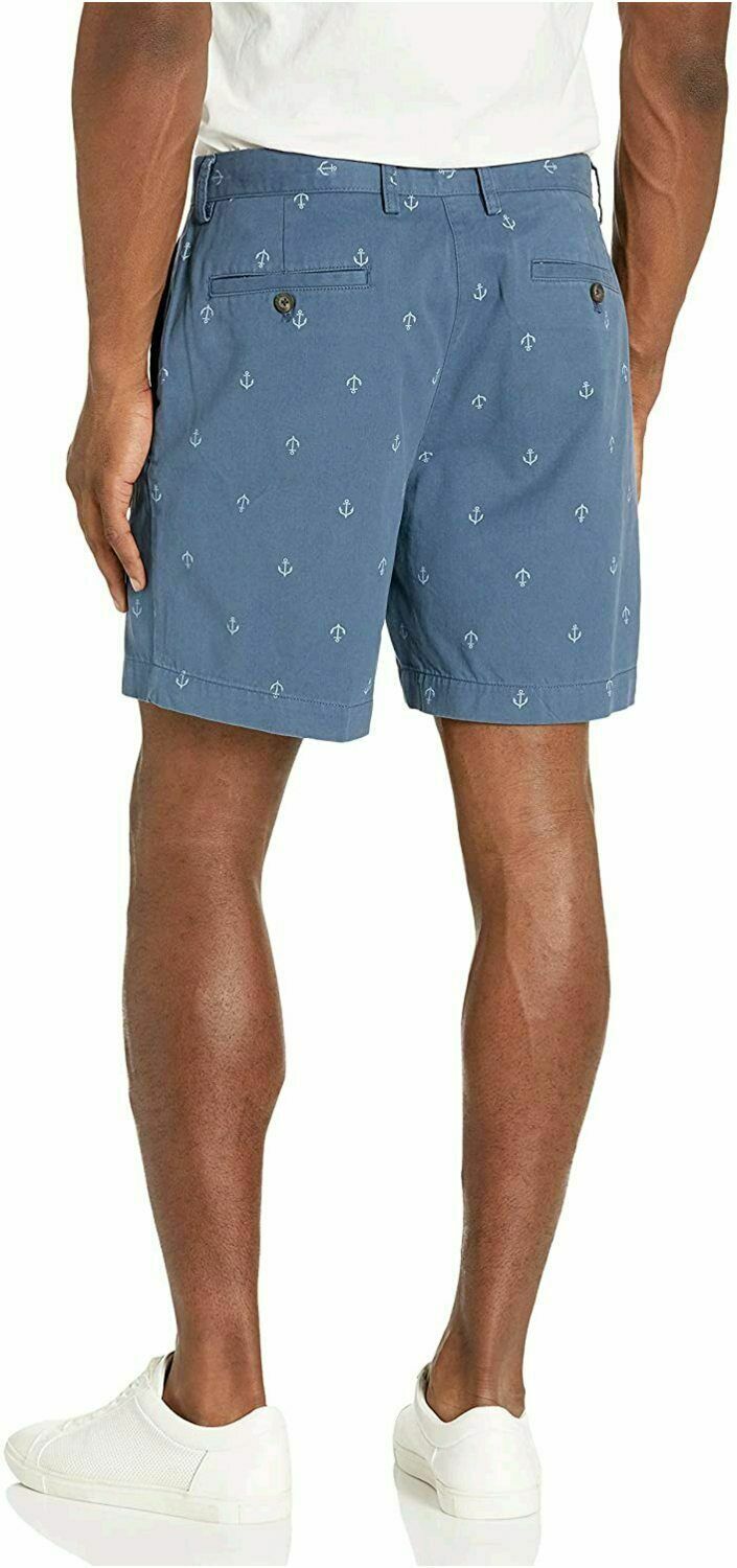 Casual Outdoor Shorts - Men's Big and Tall Fit - Blue Anchor Print