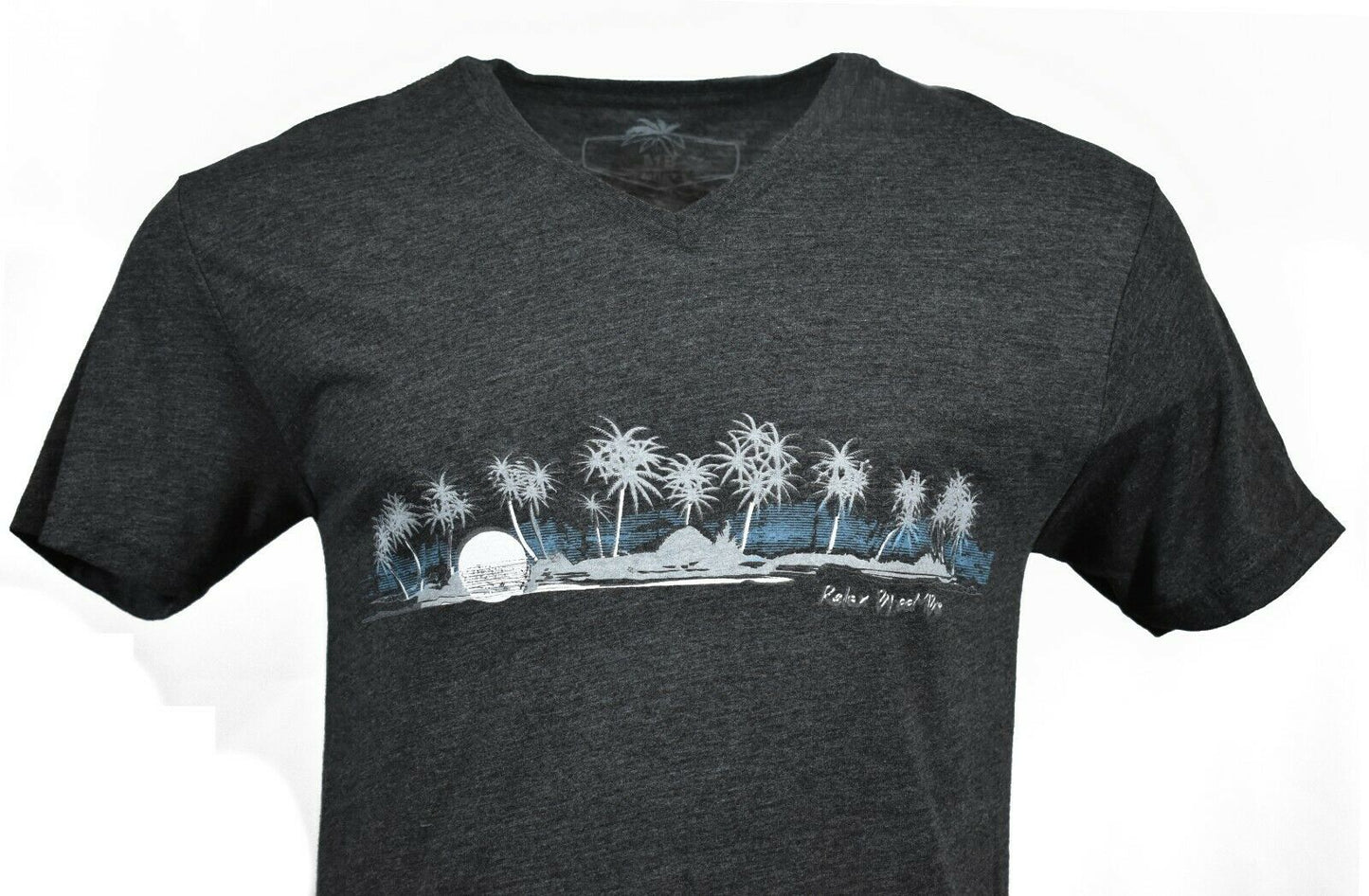 Men's T-Shirt V-Neck Sunset Beach Palm Trees Relax by eeMBee