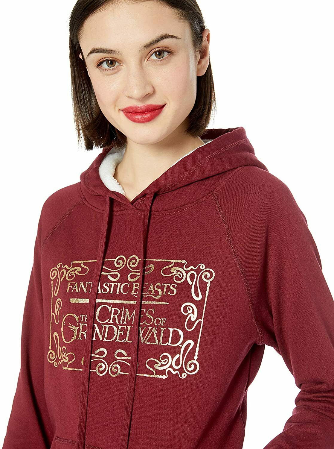 WOMENS HOODIE Fantastic Beast and The Crimes of Grindelwald Black Burgandy Gray