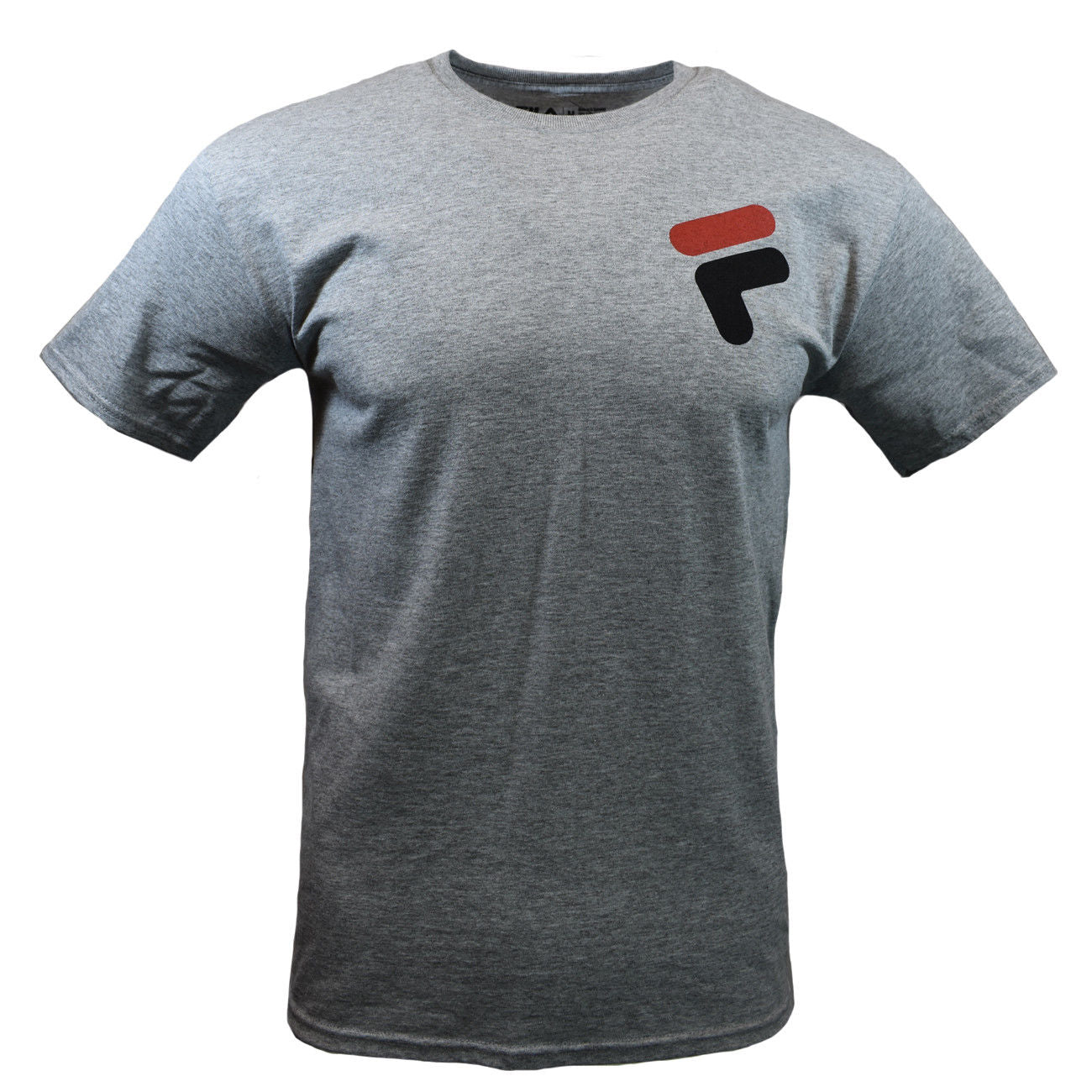 FILA Men's Graphic T-Shirt, Red & Black Logo on Chest, Heather Gray