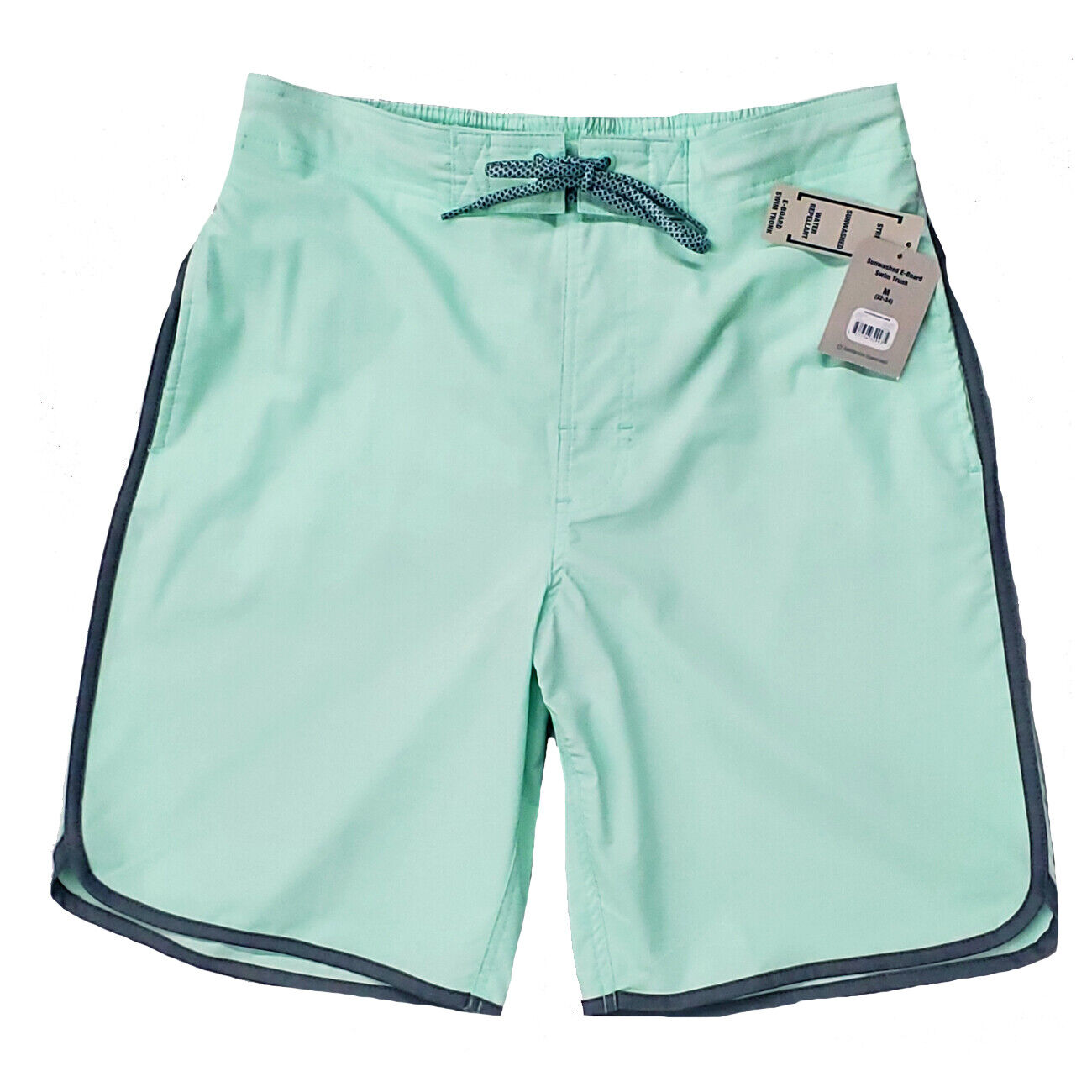 Men's Swim Trunks Board Shorts - Stretch Waistband - Mint Green Color