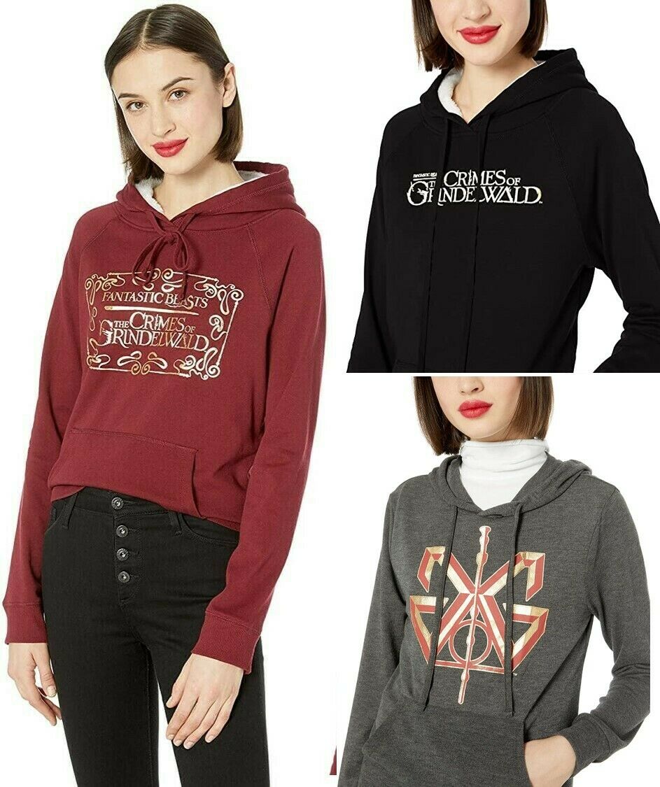 WOMENS HOODIE Fantastic Beast and The Crimes of Grindelwald Black Burgandy Gray