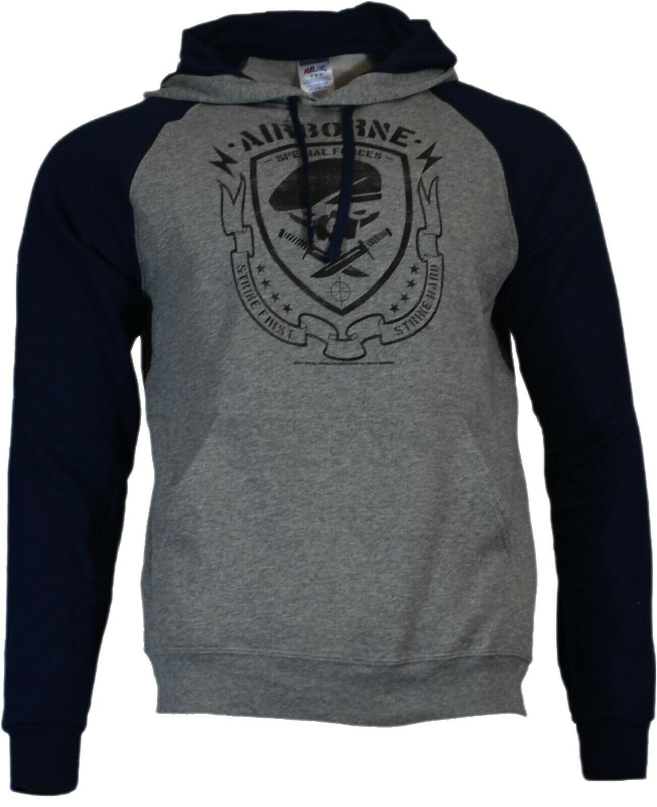 MENS JACKET FLEECE Airborne Special Forces Pullover Drawstring Hoodie Pockets