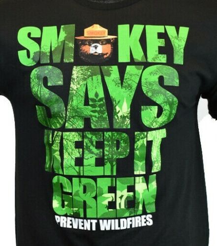 Smokey the Bear Says Keep it Green T-Shirt - Prevent Wildfire Print on Cotton - Unisex/Men's Shirt