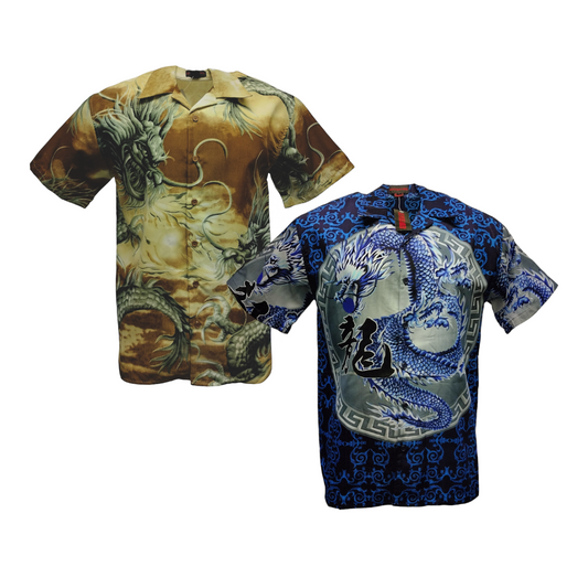 Men's Button-Up Shirt-Big Brother- Dragon Casual