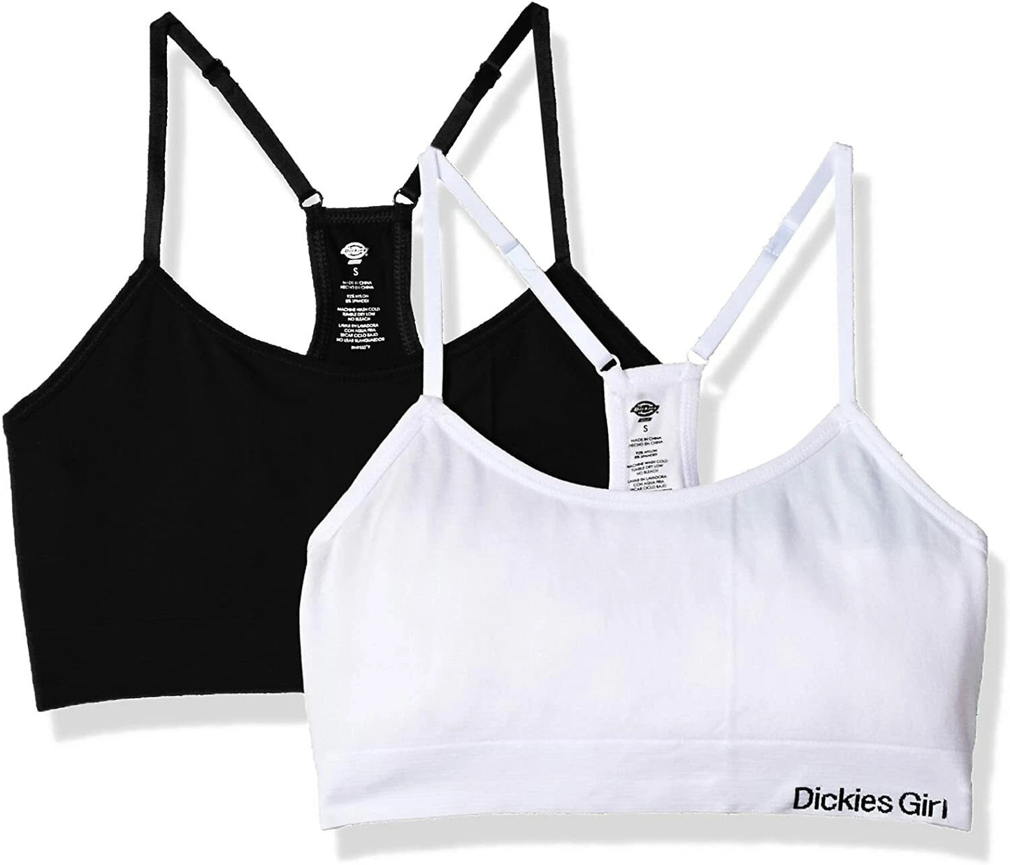 Dickies 2 Pack Bra -Girl Women's Seamless Bralette - Black and White Bra Set-