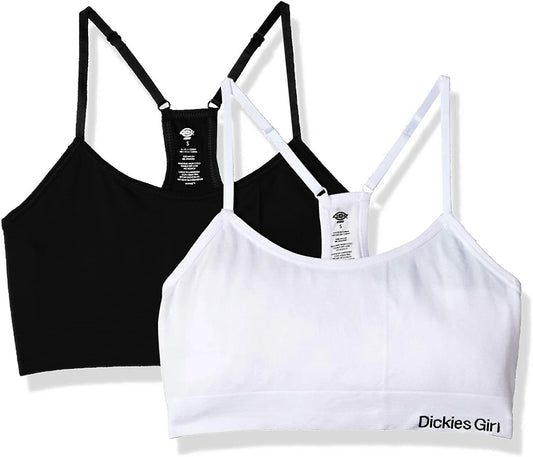 Dickies 2 Pack Bra -Girl Women's Seamless Bralette - Black and White Bra Set-